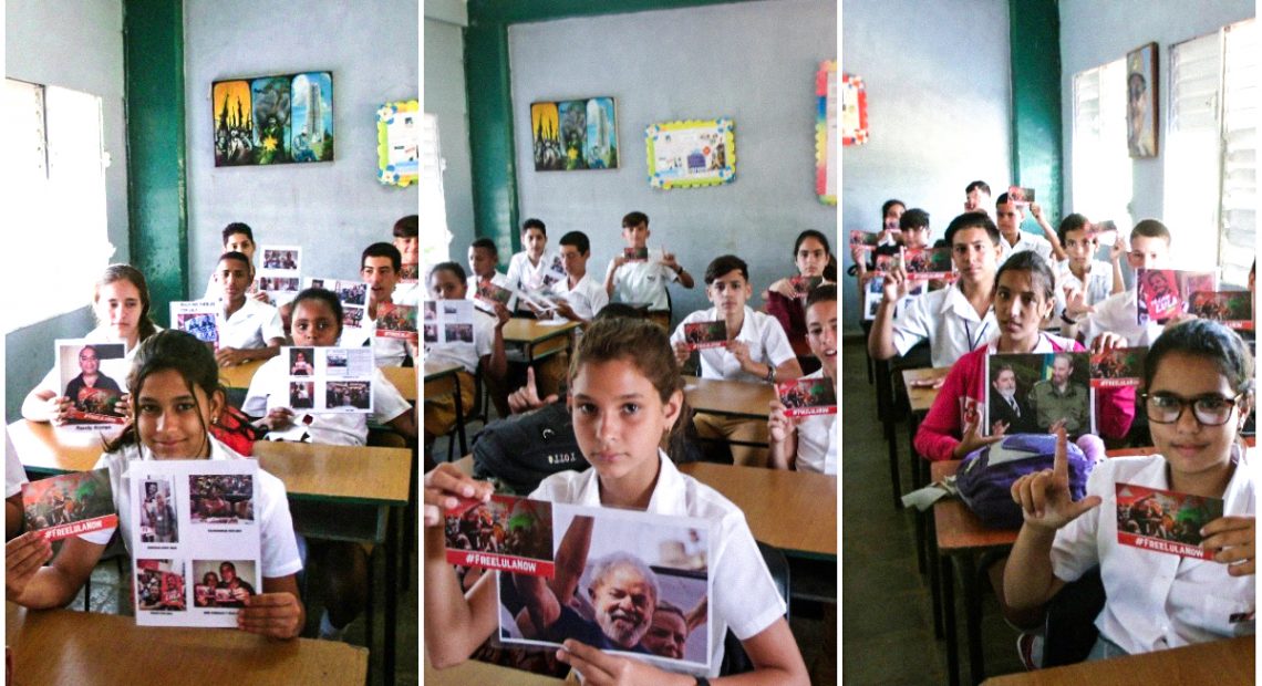 Lula Livre em uma escolinha no interior de Cuba