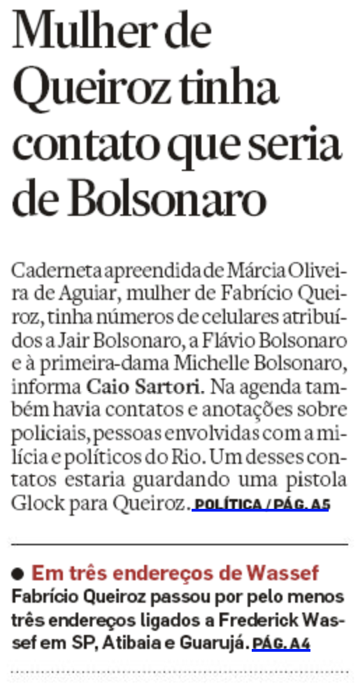 Mulher de Queiroz tinha contato que seria de Bolsonaro