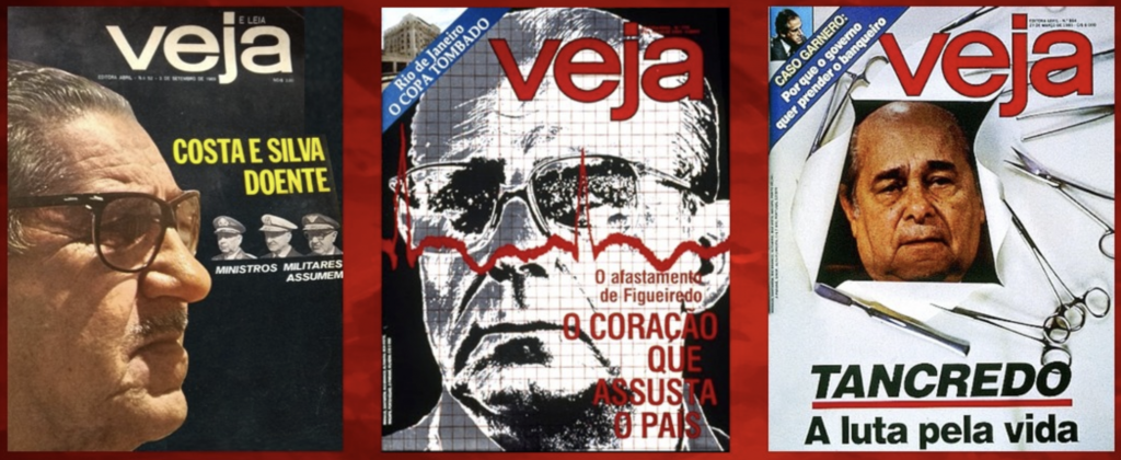 Quando o presidente da República fica doente:
Costa e Silva, em 1969
João Baptista Figueiredo, em 1983
Tancredo Neves, em 1985