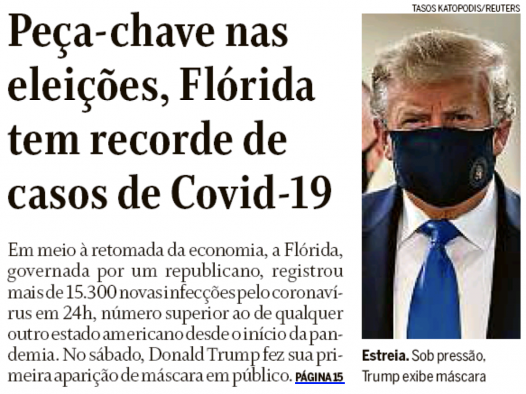 Peça-chave nas eleições, Flórida tem recorde de casos de Covid-19
