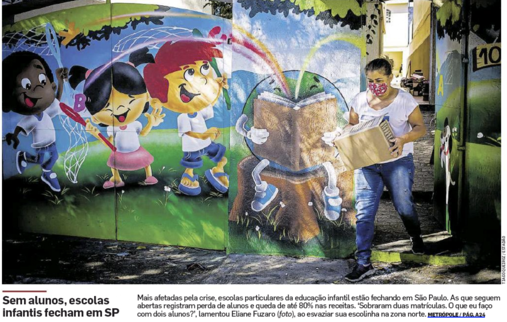 Sem alunos, várias escolas infantis em São Paulo estão fechando as portas (Estadão).