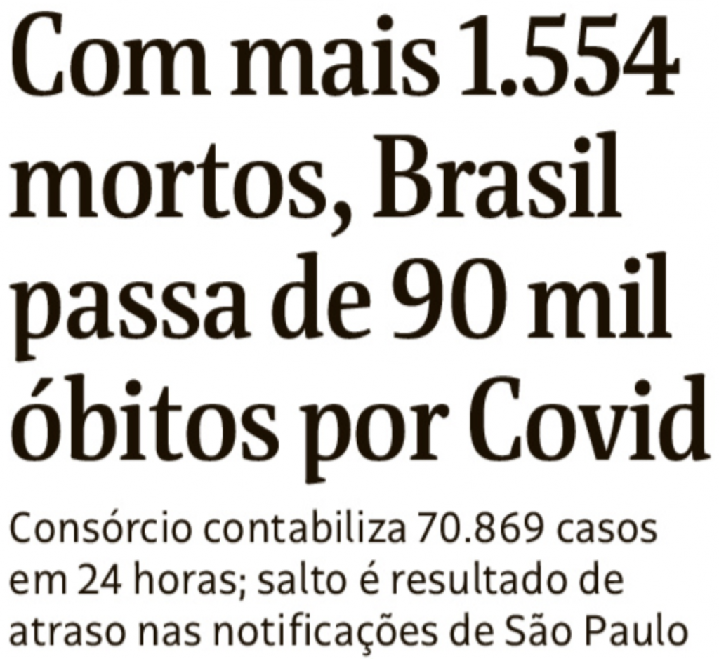 Brasil passa de 90 mil mortos por coronavirus